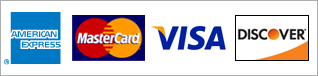 Supported credit cards: Amex, MasterCard, VISA, Discover